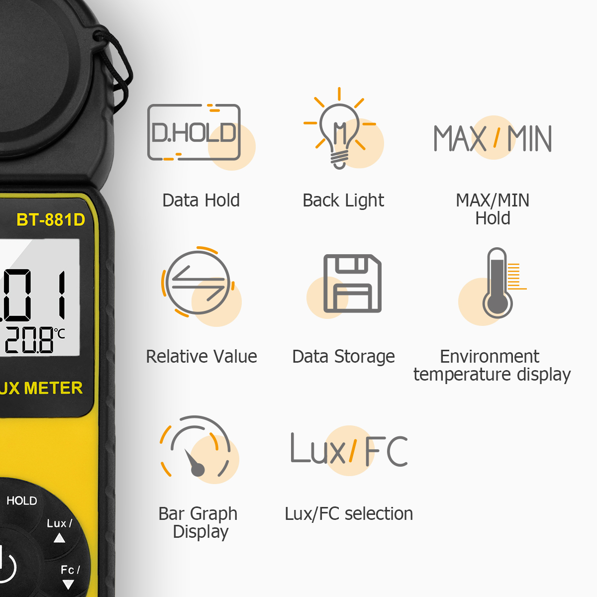 Photography Lighting Meter - مقياس إضاءة رقمي محمول باليد بدقة
