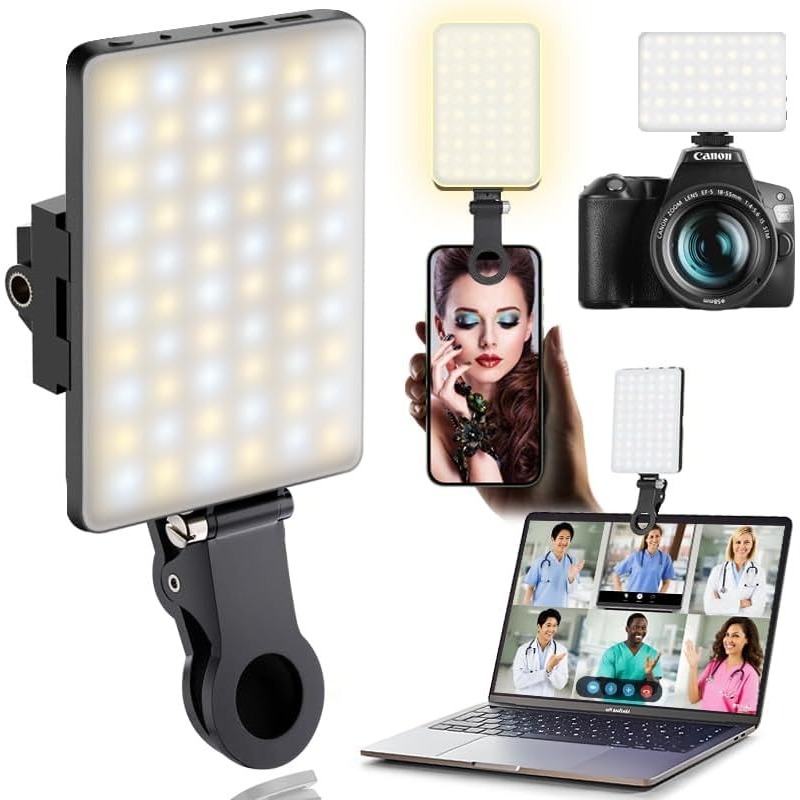 Photography Lighting Description - ضوء سيلفي محمول قابل للتثبيت بالمشبك؛